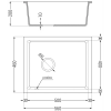 Mexen Pedro 1-medencés gránit mosogató 560 x 460 mm, Fehér, szifon Fekete - 6508561000-20-B