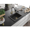 Mexen Pedro  konyhai mosogató gránit 1 medence+ pop up szifon 560 x 460 mm, fekete köhatasu, szifon  arany  - 6508561000-76-G 1 medencés