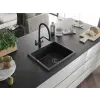 Mexen Pedro  konyhai mosogató gránit 1 medence+ pop up szifon 560 x 460 mm, fekete , szifon  fekete  - 6508561000-77-B 1 medencés