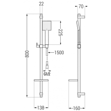 Mexen Royo DQ45 kád készlet, Króm - 72213DQ45-00 fürdőkellék