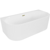 Mexen Sella szabadon álló bordázott kád 170 x 80 cm, fehér fényes, arany túlfolyó - 52711708000-50