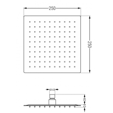 Mexen Slim fejzuhany 25 x 25 cm, Sötétszürke - 79125-66 csaptelep