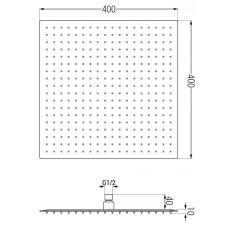 Mexen Slim fejzuhany 40 x 40 cm, Fekete - 79140-70 csaptelep