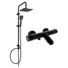 Mexen Tord kád-zuhany készlet fejzuhannyal és termosztatikus kád csapteleppel Kai, Fekete - 77300200-70
