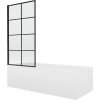 Mexen Vega téglalap alakú kád 180 x 80 cm burkolattal és 1 szárnyas paravánnal 70 cm, fekete minta rögzített