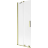 Mexen Velar kádparaván 2-szárnyú toló 75 x 150 cm, zúzott jég, arany kefélt - 896-075-000-31-55