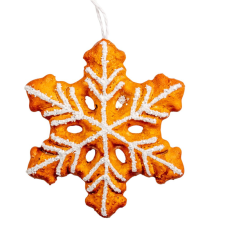  Mézeskalács dísz hópihe akasztós 13cm dekorációs kellék