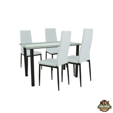  Mezza 4+1 étkező garnitúra fehér-fekete bútor