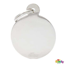  MF BIG ROUND CHROMED BRASS 3,93x3,17 cm gravírozható biléta nyakörv, póráz, hám kutyáknak