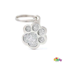  MF PAW GLITTER GREY 2x2cm gravírozható biléta nyakörv, póráz, hám kutyáknak