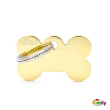  MF SMALL BONE GOLDEN BRASS 1,9x3 cm gravírozható biléta nyakörv, póráz, hám kutyáknak
