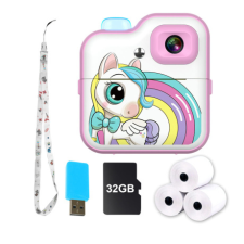 MG B2 gyerek instant fényképezőgép + 32GB memóriakártya, rózsaszín fényképező