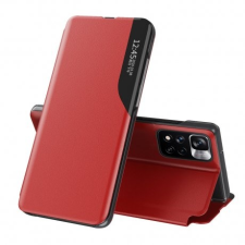 MG Eco Leather View könyv tok Xiaomi Poco M4 Pro 5G, piros tok és táska