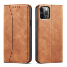 MG Magnet Fancy bőr könyvtok iPhone 12 Pro Max, barna tok és táska