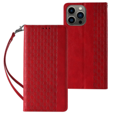 MG Magnet Strap bőr könyvtok iPhone 12 Pro, piros tok és táska