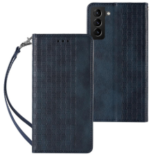 MG Magnet Strap bőr könyvtok Samsung Galaxy S22 Ultra, kék tok és táska