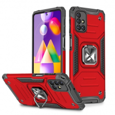 MG Ring Armor műanyag tok Samsung Galaxy M31s, piros tok és táska