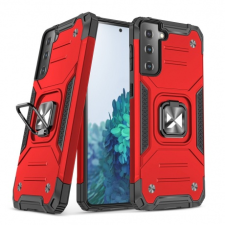 MG Ring Armor műanyag tok Samsung Galaxy S21 Plus 5G, piros tok és táska