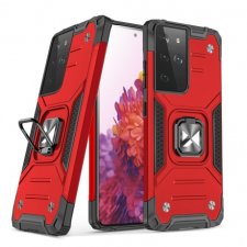 MG Ring Armor műanyag tok Samsung Galaxy S22 Ultra, piros tok és táska