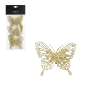 Mica Decorations Pillangószett arany csiptetővel karácsonyi dekoráció