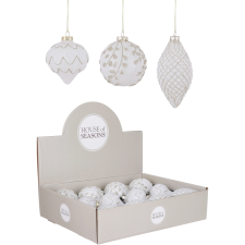 MICA House of Season karácsonyfadísz 8 cm fehér több kivitelben karácsonyfadísz