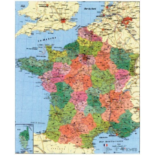 MICHELIN Franciaország falitérkép irányítószámos, fóliázott, fémléces Stiefel 100x140 cm térkép
