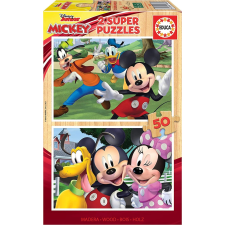 Mickey egér és barátai 2x50 darabos fa puzzle puzzle, kirakós