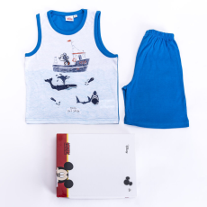  Mickey egér kisfiú pamut pizsama - ujjatlan pizsama - nyári együttes - középkék - 116