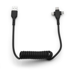 Micro 3 az 1-ben USB töltő- és adatkábel - Micro USB, Type-C és Lightning csatlakozó, 30-85 cm kábel és adapter