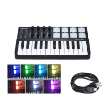 MIDI vezérlő, kompakt kialakítás, RGB háttérvilágítású révén, C Fényrel játékhangszer