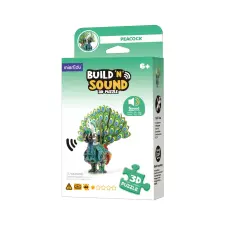MierEdu Hangot adó 3D állatos puzzle, Páva MierEdu puzzle, kirakós