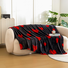 Mikroplüss takaró RED HEARTS, fekete Méret: 200 x 220 cm lakástextília