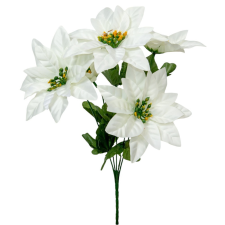  Mikulás virág csokor szatén 5 virágos krém 32cm dekorációs kellék