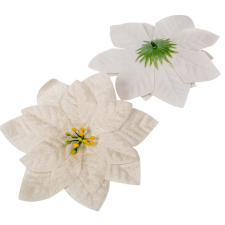  Mikulás virágfej bársony krém 16cm dekorációs kellék