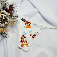  Mikulásos-Karácsonyi TANGA fehér macis