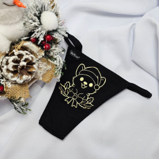  Mikulásos-Karácsonyi TANGA fekete cicás