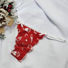  Mikulásos-Karácsonyi TANGA piros manós