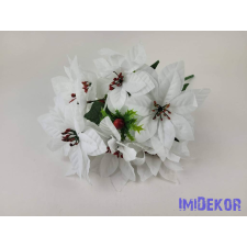  Mikulásvirág 9 ágú selyemvirág csokor 41cm - Fehér dekorációs kellék