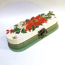  Mikulásvirágos fa tolltartó. Mérete: 21,4x7x7,2 cm dekorációs kellék