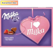  Milka I Love Eper – epres krémmel töltött tejcsokoládé desszert, 110 g csokoládé és édesség