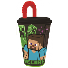 Minecraft Creeper szívószálas pohár, műanyag 430 ml konyhai eszköz