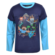  Minecraft gyerek kék hosszú ujjú póló, 8 év, 128 cm