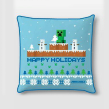 Minecraft Happy Holidays Karácsony párnahuzat 40x40 cm Velúr lakástextília