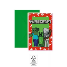 Minecraft Party meghívó 6 db-os FSC party kellék