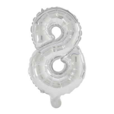 Mini 8-as Silver szám Fólia lufi 33 cm party kellék