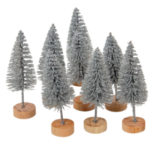 Mini fenyő glitteres ezüst 6,5cm 8db-os csomag dekorációs kellék