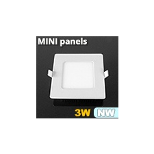Mini négyzet LED panel (85x85 mm) 3W - természetes fehér világítási kellék