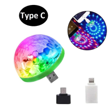  Mini RGB disco gömb, Type C csatlakozóval party kellék