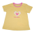 Mini Sárga kislány póló, rövid ujjú, rózsaszín nyakú, 'Sweet Heart'