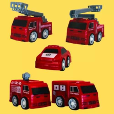 Mini tűzoltó játékautó készlet - 5db pull-back motoros kisautó autópálya és játékautó